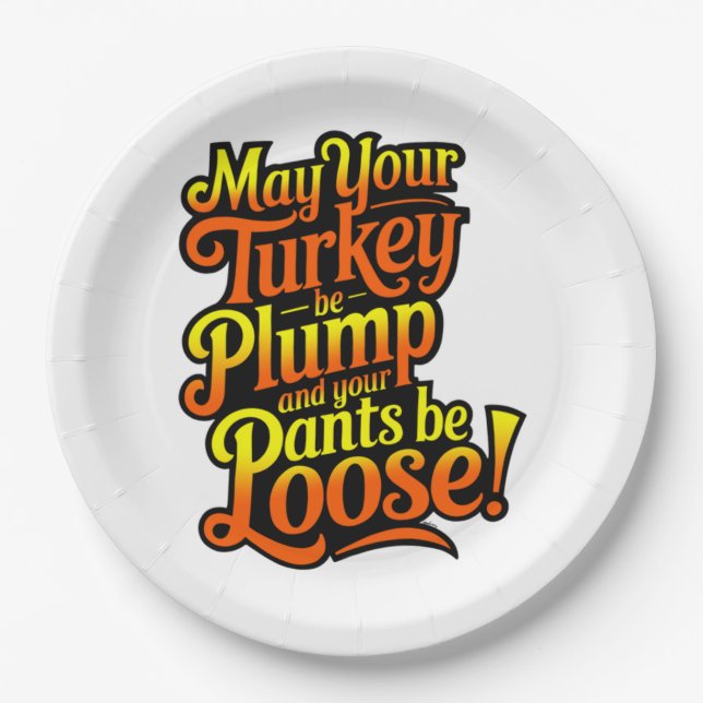 Thanksgiving, Plump Turkey, Loose Pants, Paper Plate (Front)