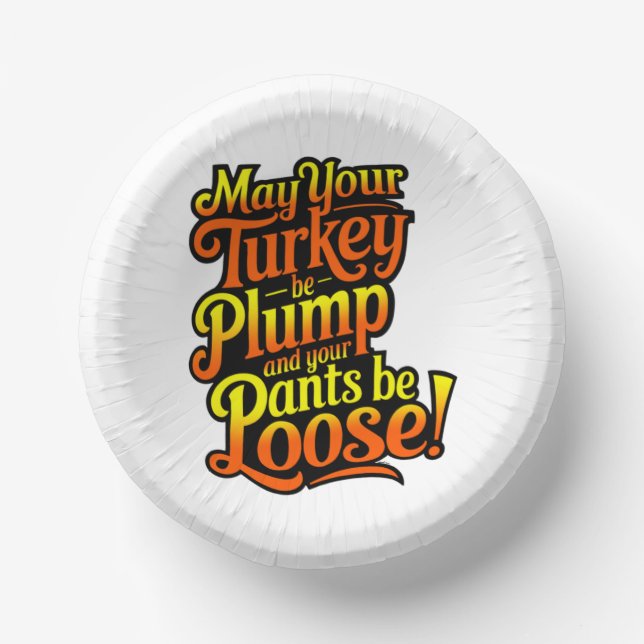 Thanksgiving, Plump Turkey, Loose Pants, Paper Plate (Front)