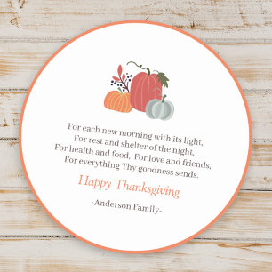 Thanksgiving Poem Country Rustic Autumn Pumpkins Classic Round Sticker