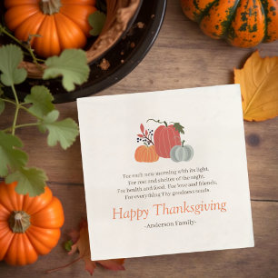 Thanksgiving Poem Country Rustic Autumn Pumpkins Napkin