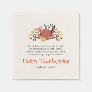 Thanksgiving Poem Country Rustic Pumpkin Bouquet Napkin