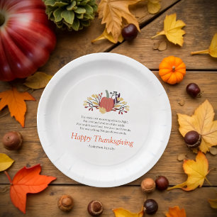 Thanksgiving Poem Country Rustic Pumpkin Bouquet Paper Plate