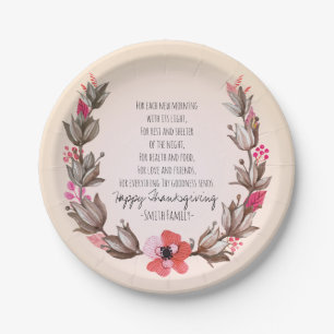 Thanksgiving Poem. Happy Thanksgiving. Custom. Paper Plate