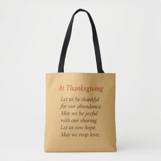 Thanksgiving Poem Poetry Tote Bag (Front)