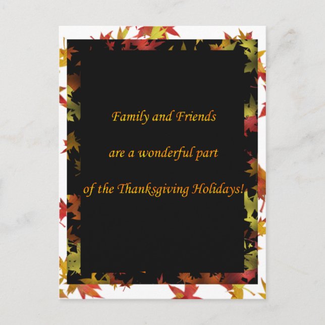 Thanksgiving Post Card Invitation for Dinner (Front)