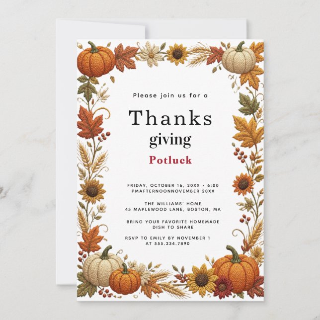  Thanksgiving Potluck  2026 Invitation (Front)