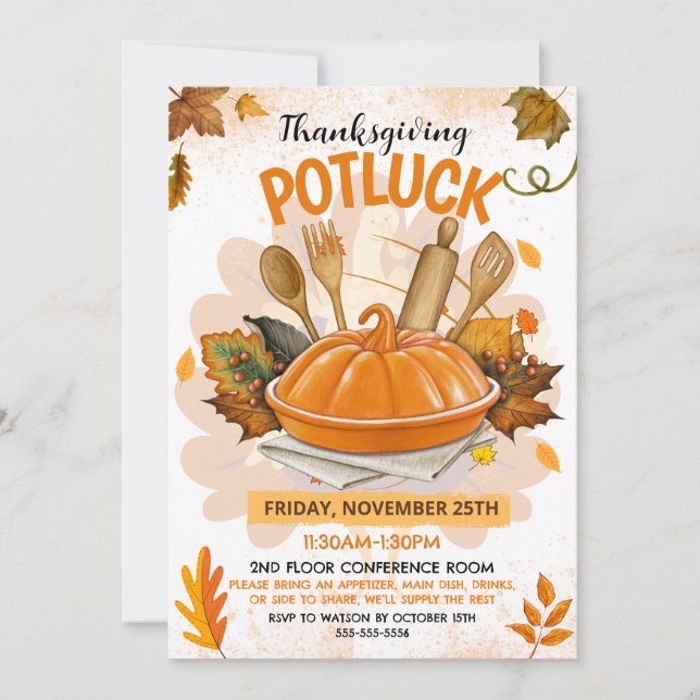 Thanksgiving Potluck Invitation (Front)