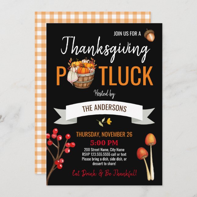 Thanksgiving Potluck Invitation (Front/Back)