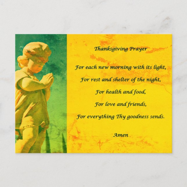 Thanksgiving Prayer Holiday Postcard (Front)