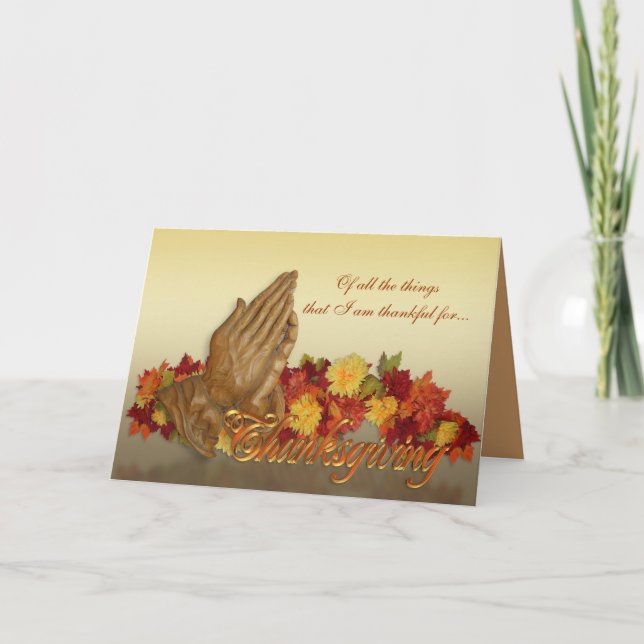 Thanksgiving Praying hands of Jesus greeting card (Front)