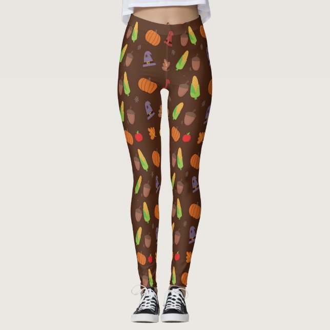 Thanksgiving Print Leggings (Front)