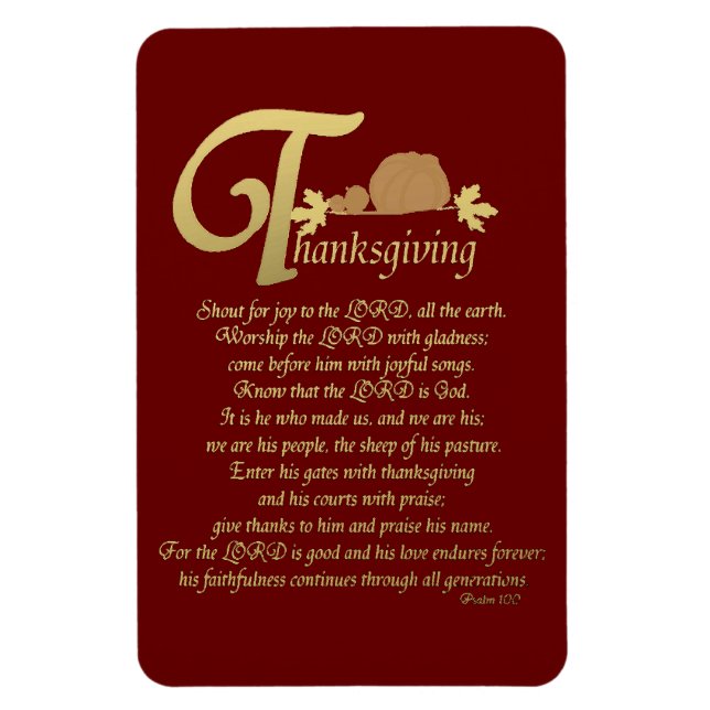 Thanksgiving - Psalm 100 Magnet (Vertical)
