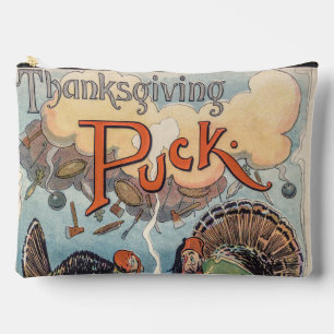 Thanksgiving Puck Vintage Illustration Accessory Pouch