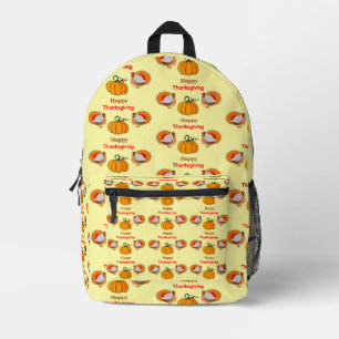 Thanksgiving pumpkin and turkey printed backpack