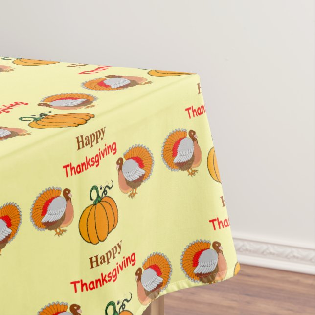 Thanksgiving pumpkin and turkey tablecloth (In Situ)