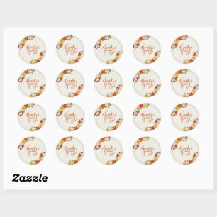 Thanksgiving Pumpkin & Autumn Classic Round Sticker