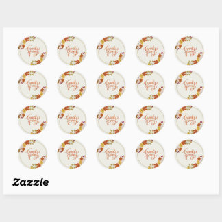 Thanksgiving Pumpkin & Autumn Classic Round Sticker