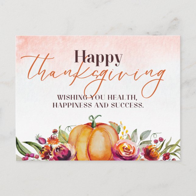 Thanksgiving Pumpkin & Autumn Postcard (Front)