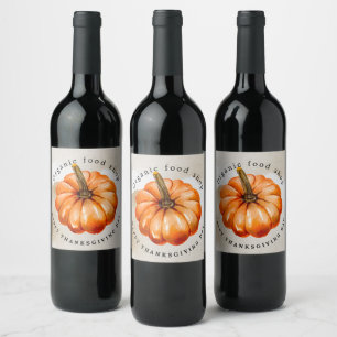 Thanksgiving Pumpkin & Autumn Wine Label
