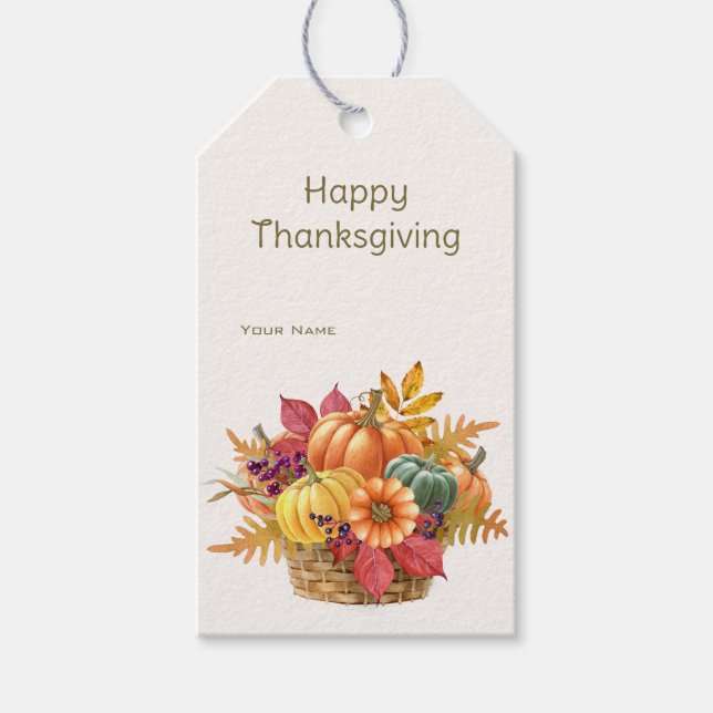 Thanksgiving Pumpkin Basket Gift Tag (Front)