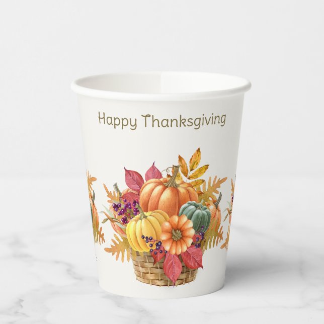 Thanksgiving Pumpkin Basket Paper Cups (Left)