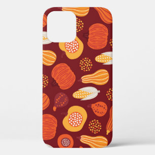 Thanksgiving Pumpkin Brown Seamless Pattern. iPhone 12 Case