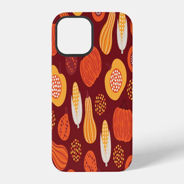 Thanksgiving Pumpkin Brown Seamless Pattern. iPhone Case (Back)