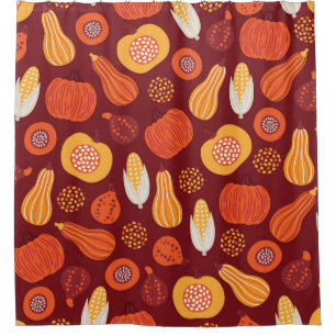 Thanksgiving Pumpkin Brown Seamless Pattern. Shower Curtain