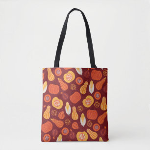 Thanksgiving Pumpkin Brown Seamless Pattern. Tote Bag