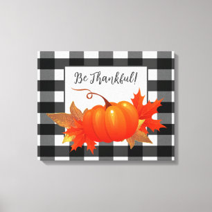 Thanksgiving Pumpkin Buffalo Plaid Canvas Print