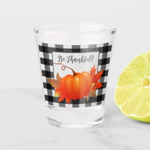 Thanksgiving Pumpkin Buffalo Plaid Shot glass