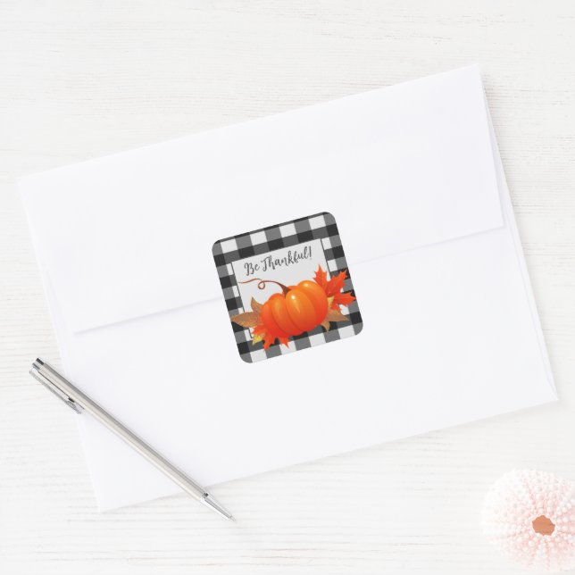 Thanksgiving Pumpkin Buffalo Plaid Sticker (Envelope)