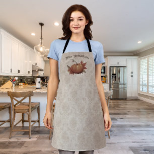 Thanksgiving Pumpkin Damask Apron