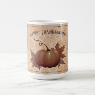 Thanksgiving Pumpkin Damask   Orange Coffee Mug