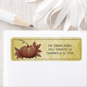 Thanksgiving Pumpkin Damask Yellow Label