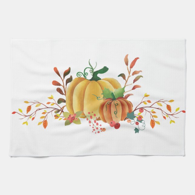 Thanksgiving pumpkin design tea towel (Horizontal)