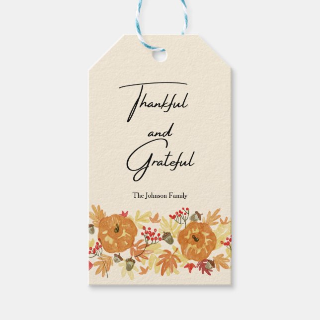 Thanksgiving Pumpkin Dinner Invitation Gift Tags (Front)