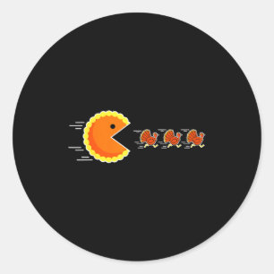 Thanksgiving Pumpkin E Chasing Turkey Gamer Men Wo Classic Round Sticker