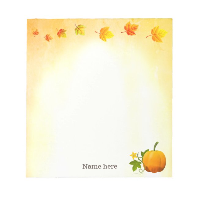Thanksgiving Pumpkin & Fall Leaves  Notepad (Front)