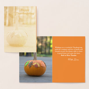Thanksgiving Pumpkin Gold Foil Greeting Card