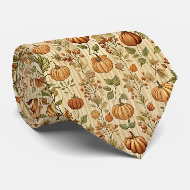 Thanksgiving Pumpkin Harvest Autumn Pattern Tie (Rolled)