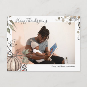 Thanksgiving Pumpkin Harvest Photo Personalised Postcard