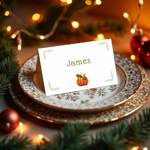 Thanksgiving Pumpkin Individual Tented Place Cards