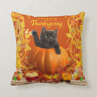 Thanksgiving Pumpkin Kitty Cushion