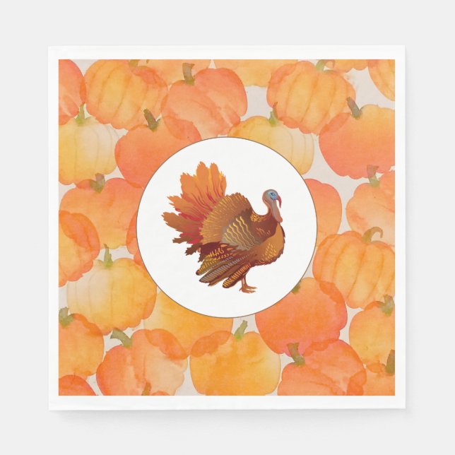 Thanksgiving Pumpkin Paper Napkin (Front)