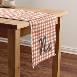 Thanksgiving Pumpkin Party Plaid Short Table Runner