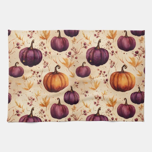 Thanksgiving Pumpkin Patch Pumpkins Autumn Harvest Tea Towel (Horizontal)