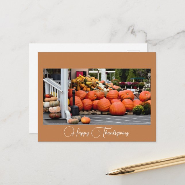 Thanksgiving Pumpkin Photo Postcard (Front/Back In Situ)