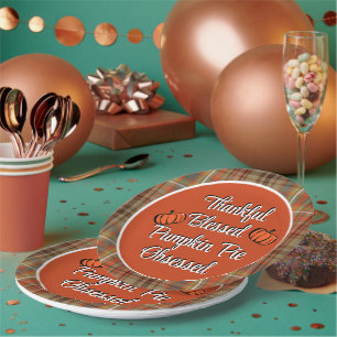 Thanksgiving Pumpkin Pie Dessert Paper Plate