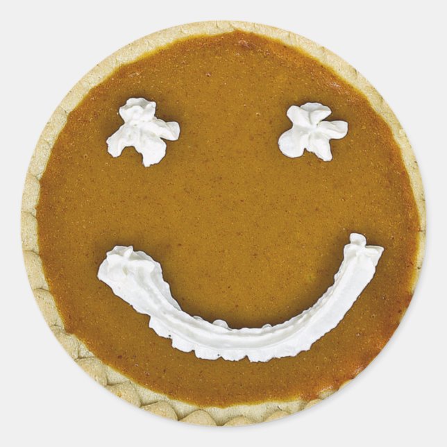 Thanksgiving Pumpkin Pie Face Classic Round Sticker (Front)
